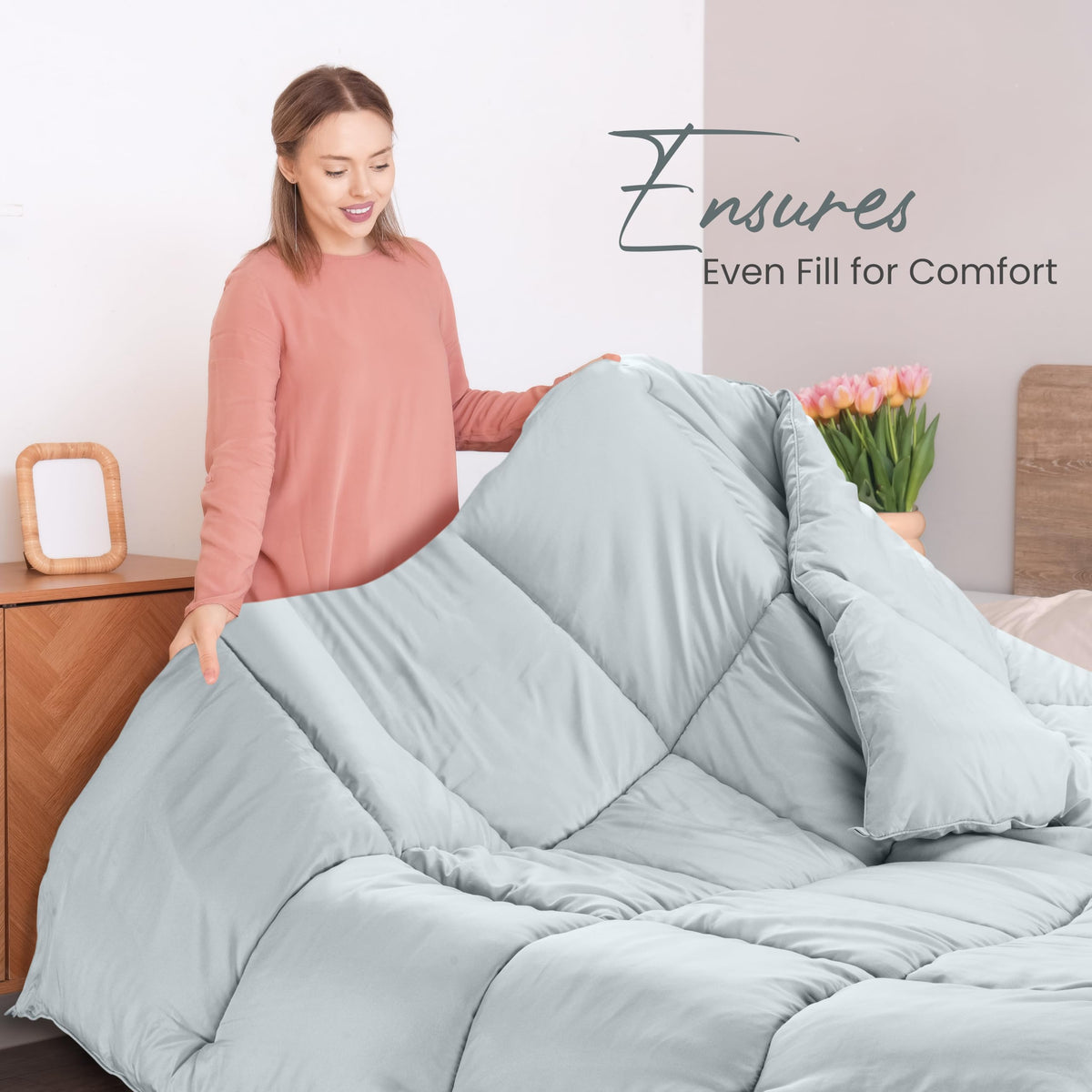 Utopia Bedding Comforter soft fabric closeup emphasizes a cozy, breathable feel