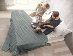 Utopia Bedding waffle weave texture close-up reveals airy drape and comfort.