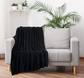 Utopia Bedding black 90x90 queen blanket on bed, ideal for easy layering.