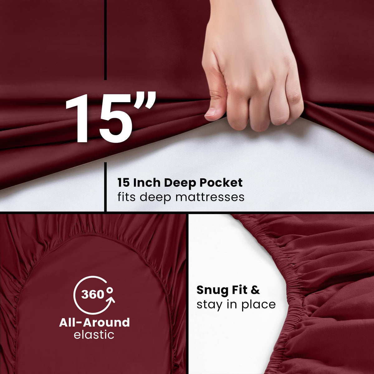 Utopia Bedding deep pockets fit mattresses up to 15 inches