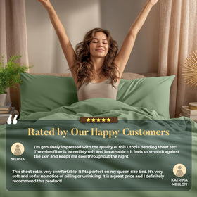 Deep-pocket design of Utopia Bedding set accommodating thicker mattresses