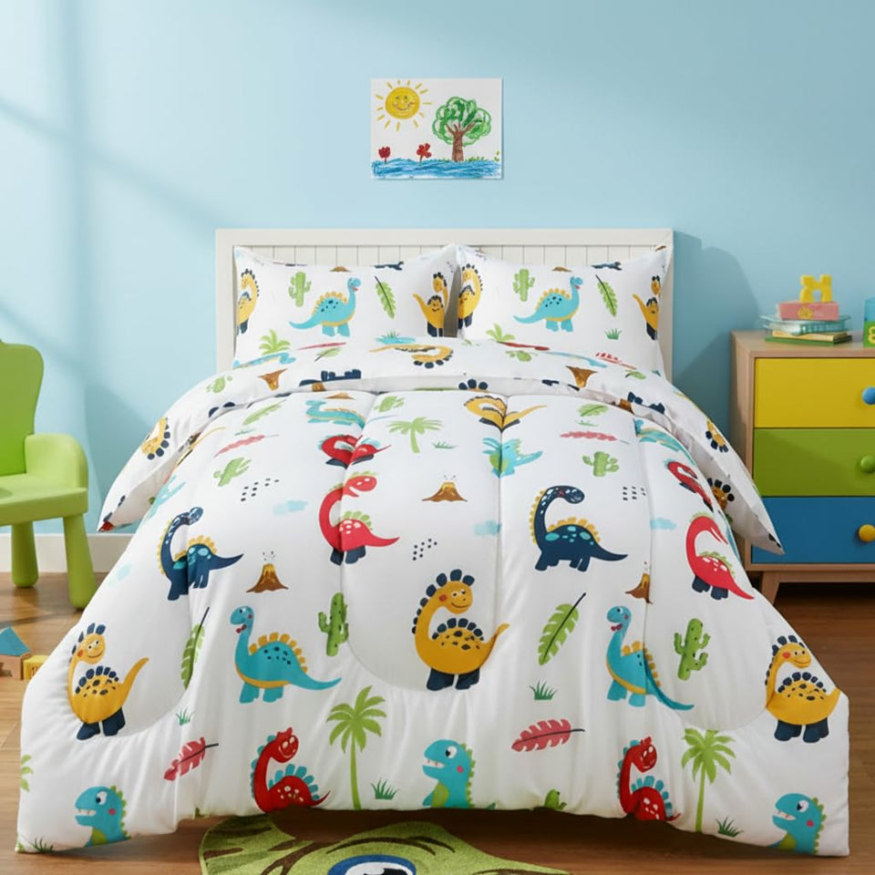 Utopia Bedding dinosaur kids comforter set with shams for cozy bedtime routines.