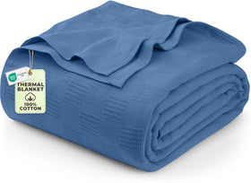 Utopia Bedding 100% cotton thermal blanket with dobby weave texture for luxe comfort.