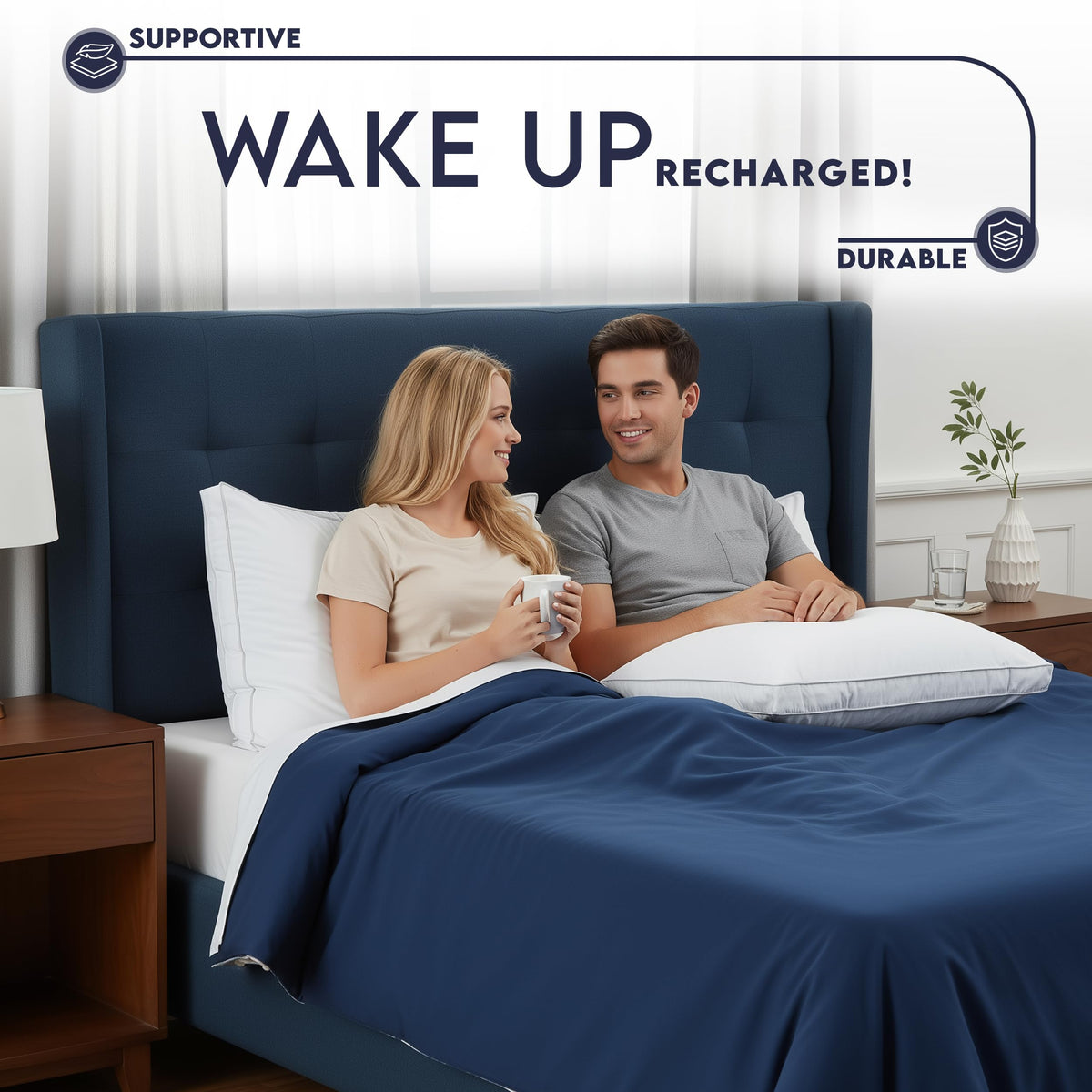Utopia Bedding pillows in a dorm room setup for versatile sleeping.