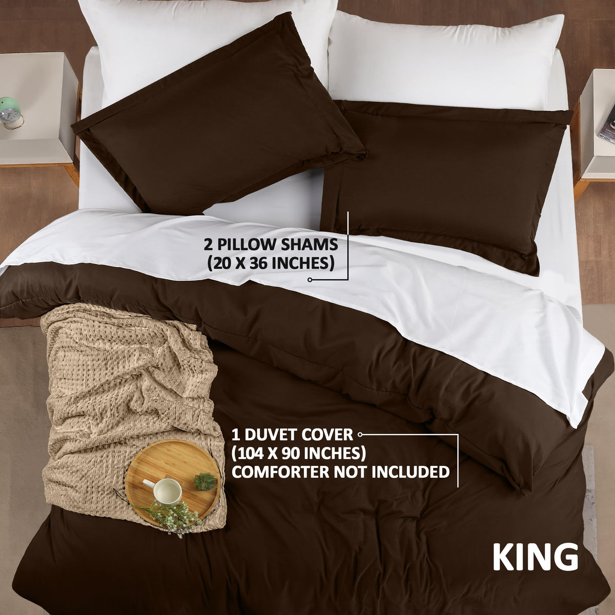 Utopia Bedding brown duvet cover visible zipper for easy insertion.