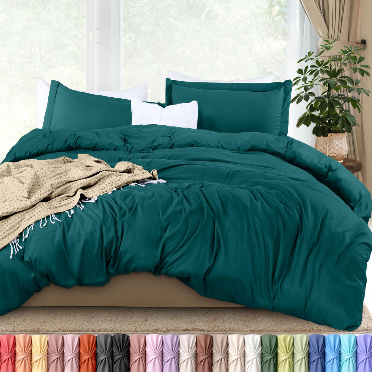 Utopia Bedding duvet cover King Teal with zipper for easy duvet insertion.