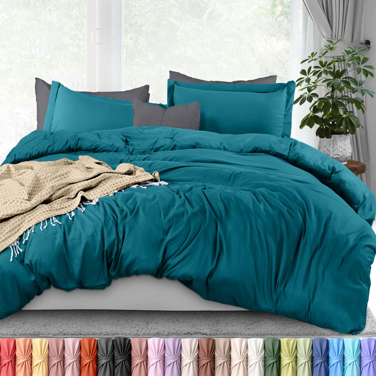 Utopia Bedding duvet cover queen 90x90 with zipper keeps the duvet secure.