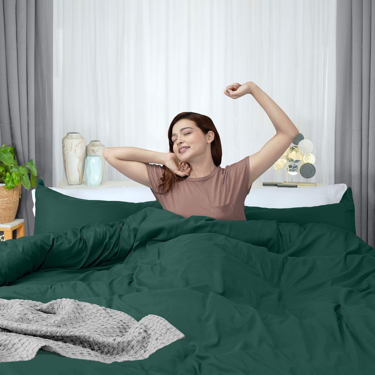 Utopia Bedding easy-care fabric resists wrinkles and fades after many washes.