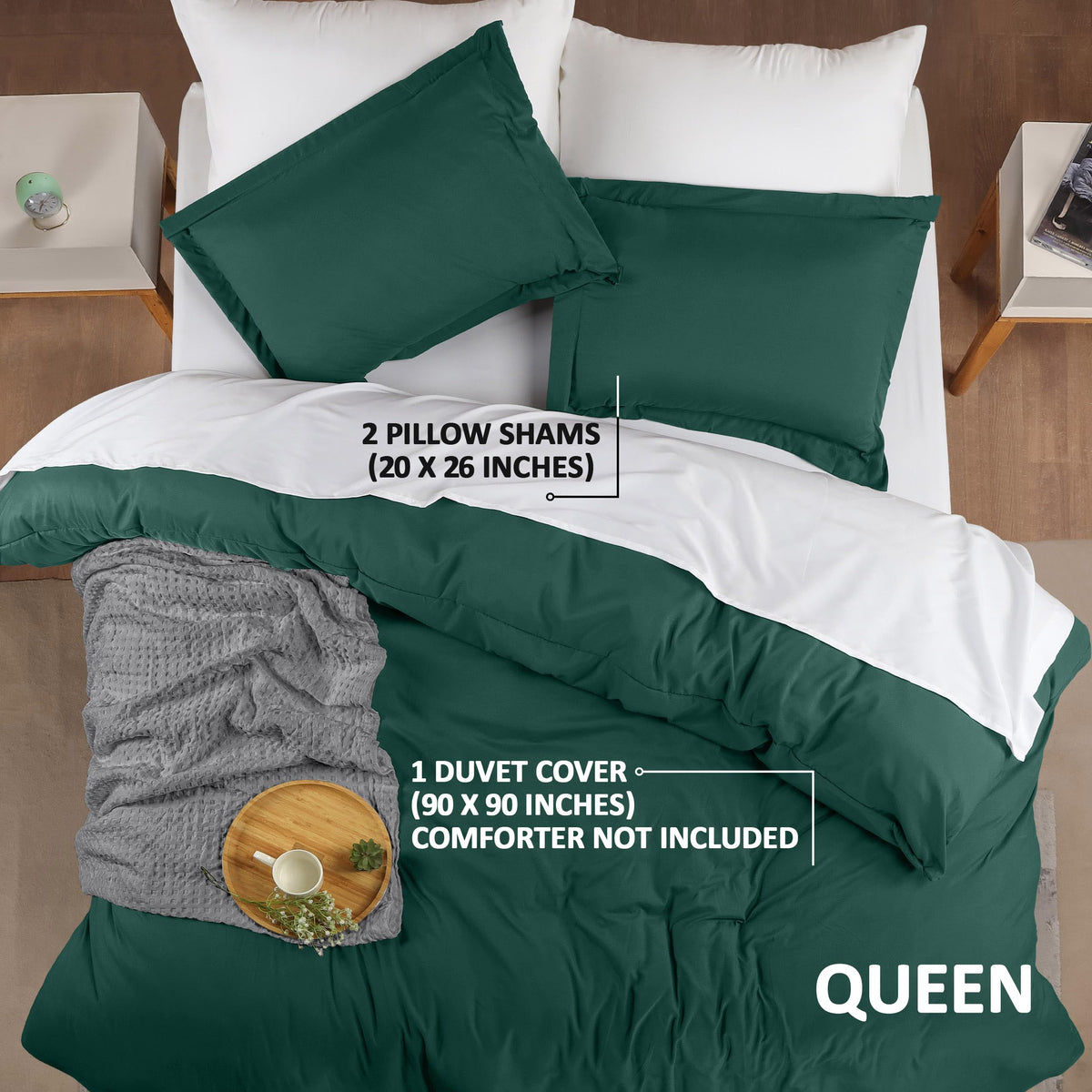 Utopia Bedding emerald duvet cover fabric closeup shows soft breathable microfiber texture.