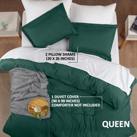 Utopia Bedding emerald duvet cover fabric closeup shows soft breathable microfiber texture.