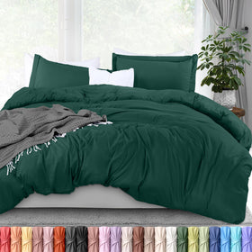 Utopia Bedding queen emerald duvet cover with zip closure for easy insert and secure fit.