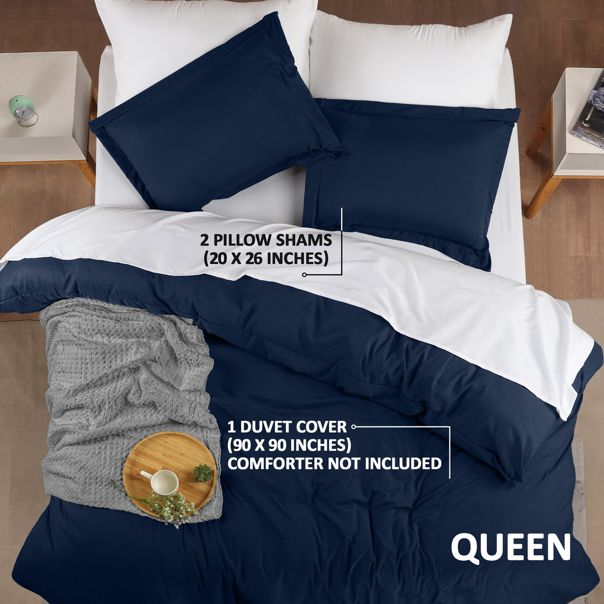 Utopia Bedding queen navy duvet shams with 2-inch flange add classic elegance