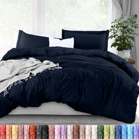 Utopia Bedding duvet cover queen navy with zipper closure for secure duvet fit