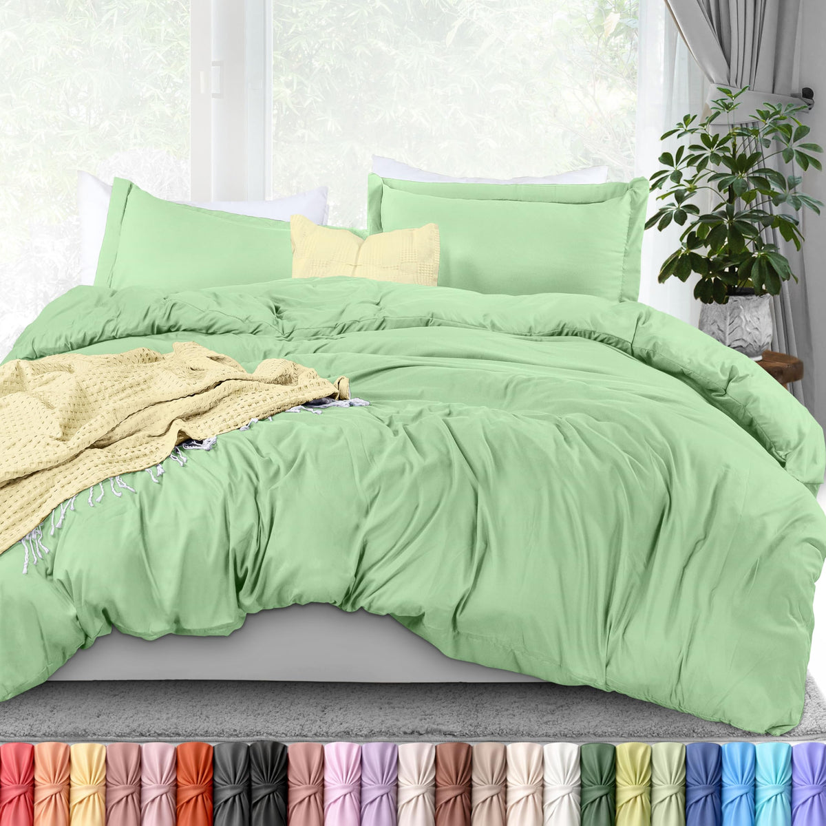 Utopia Bedding duvet cover queen sage with zipper closure for quick bed changes