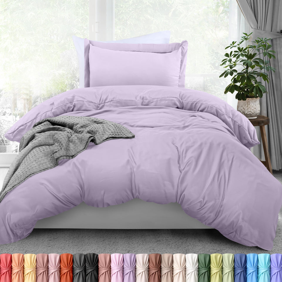 Utopia Bedding duvet cover twin 68x90 lavender, soft microfiber for cozy, breathable sleep