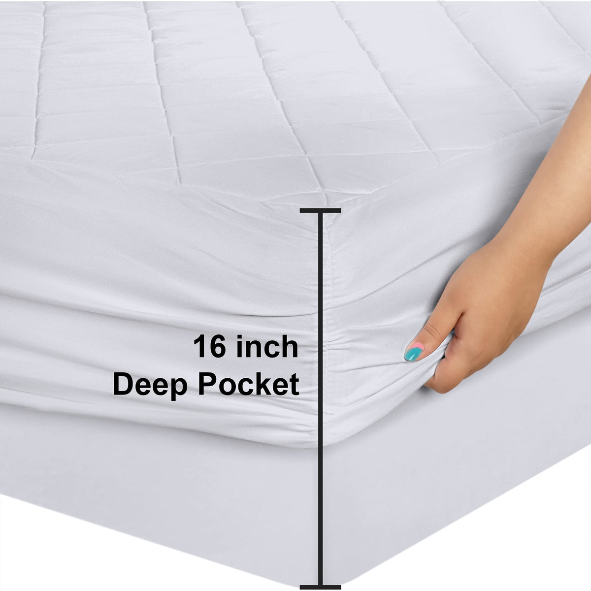 Utopia Bedding elastic-around edge demonstrating secure all-around fit.