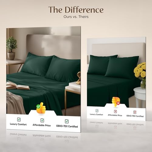 Utopia Bedding Emerald Green color to enhance bedding decor.