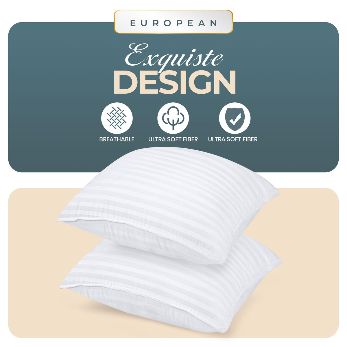 Utopia Bedding euro pillow pack shot showing two-pillows set for bedroom comfort
