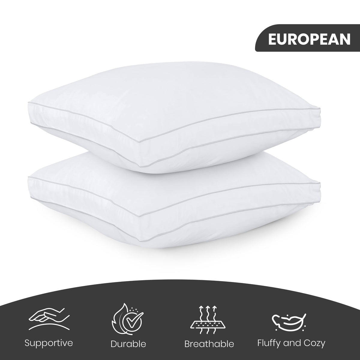 Utopia Bedding euro pillow gusseted-design maintains loft and shape.