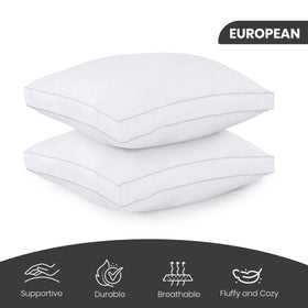 Utopia Bedding euro pillow gusseted-design maintains loft and shape.