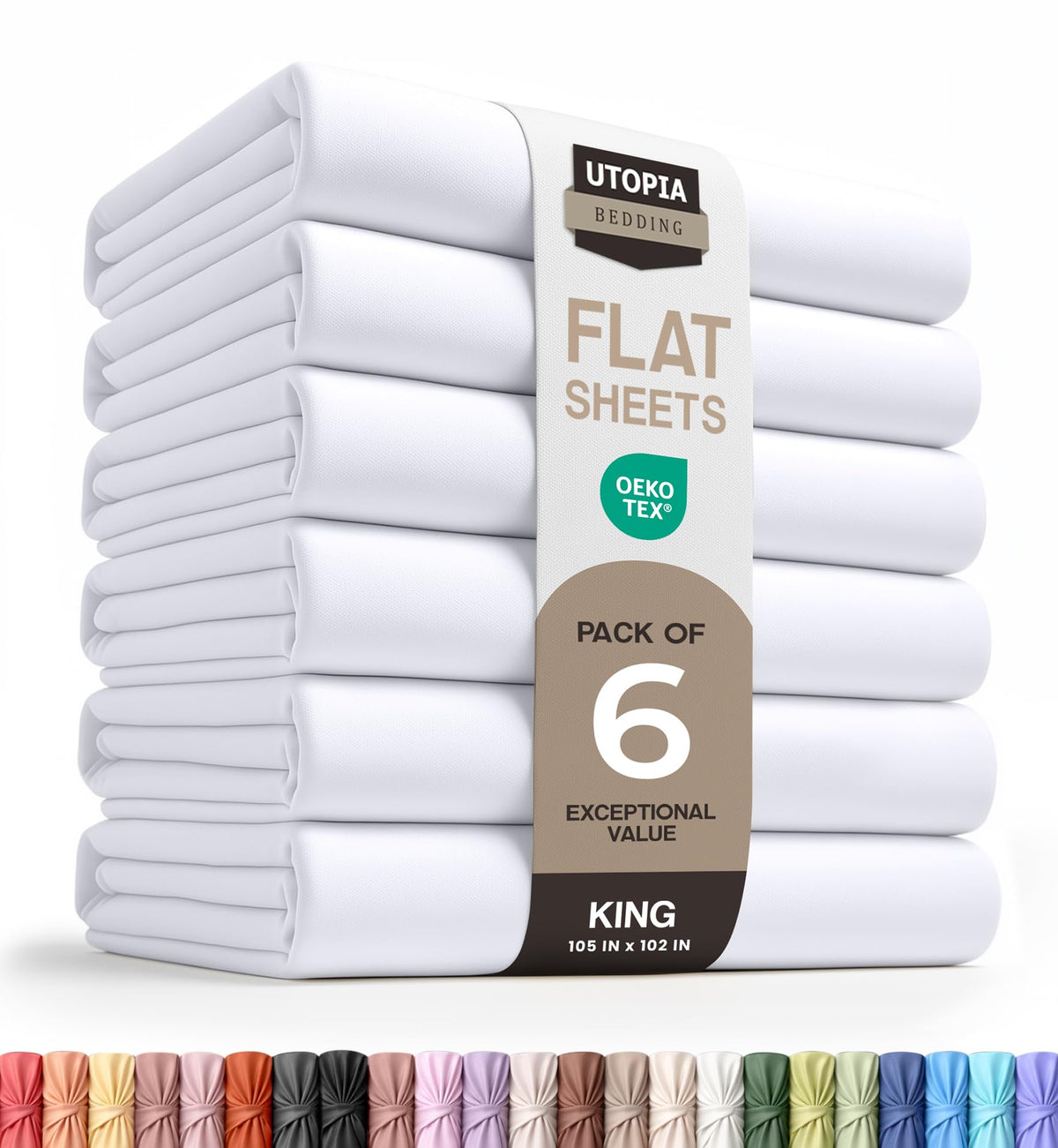 Utopia Bedding flat sheet 6-pack king size for smooth, breathable sleep
