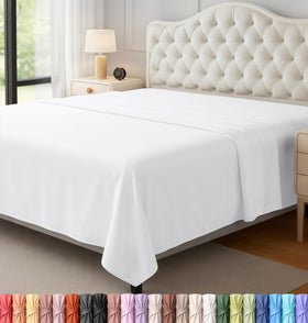 Utopia Bedding flat sheet king white with refined hem detail for a polished bed.