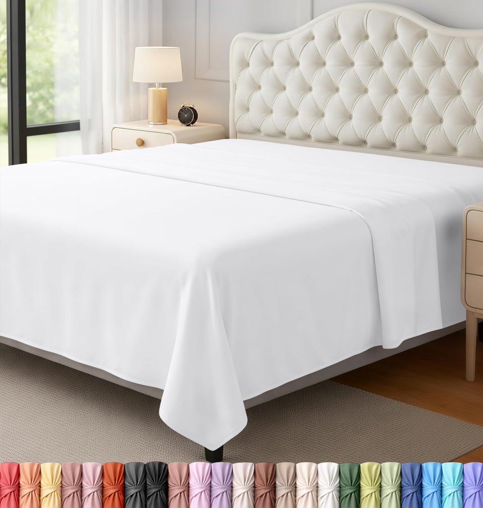 Utopia Bedding flat sheet king white with refined hem detail for a polished bed.