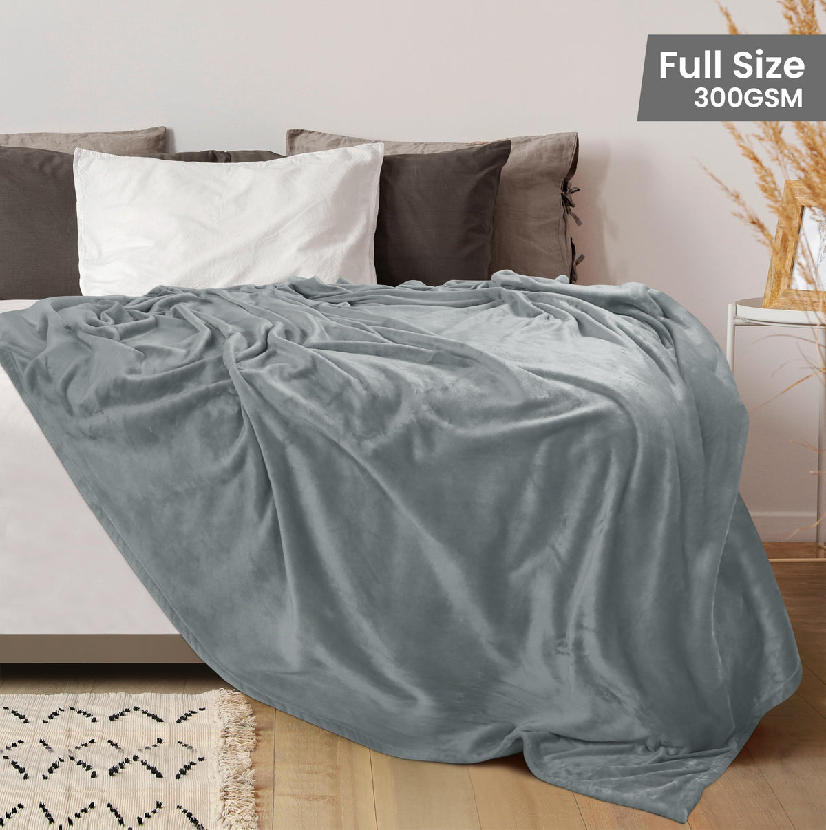 Utopia Bedding fleece blanket ash grey folded, offering soft warmth and easy-care luxury