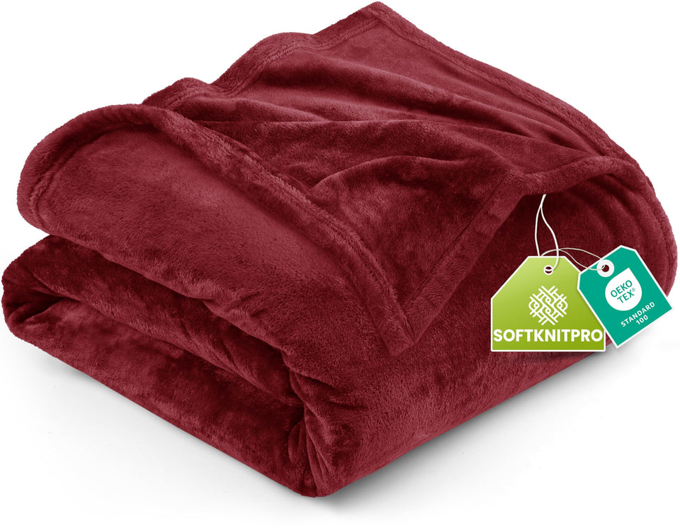 Utopia Bedding fleece blanket burgundy folded for storage and display