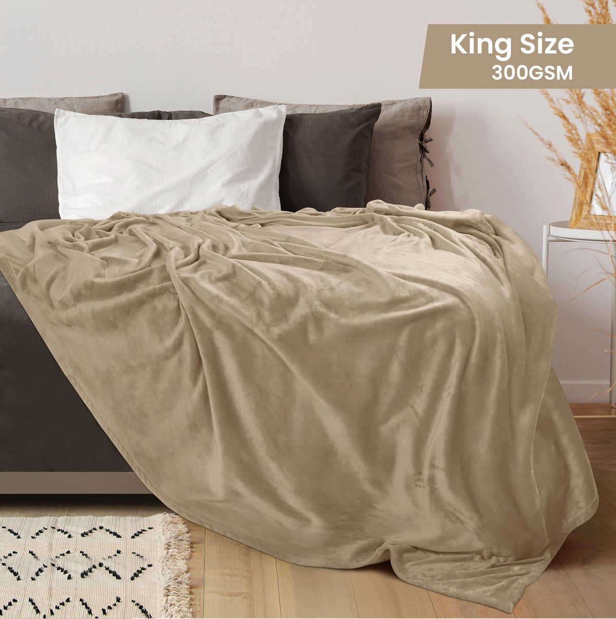 Close-up of Utopia Bedding camel fleece blanket soft microfiber texture