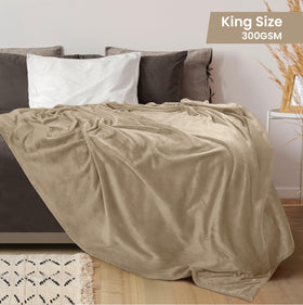 Close-up of Utopia Bedding camel fleece blanket soft microfiber texture