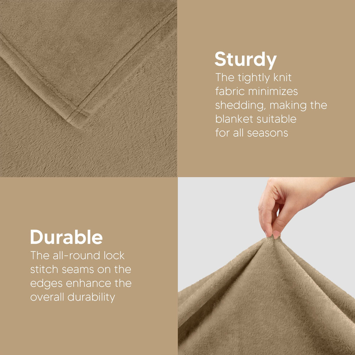 Camel color fleece blanket from Utopia Bedding for all-season use