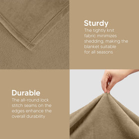 Camel color fleece blanket from Utopia Bedding for all-season use