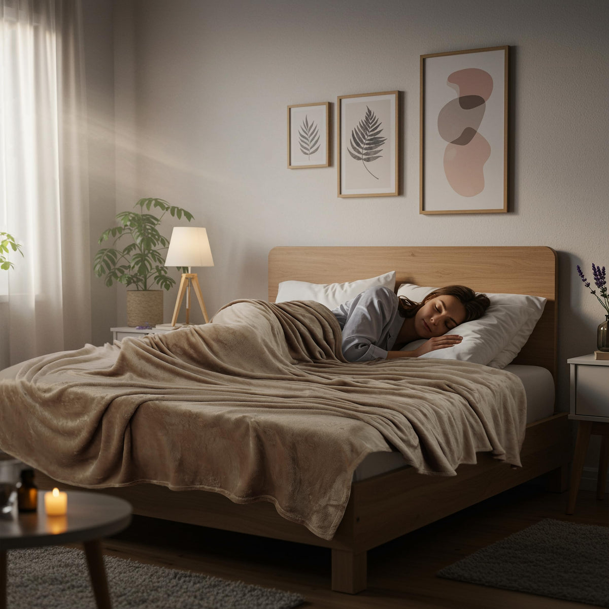 Reinforced stitching highlight on Utopia Bedding camel fleece blanket