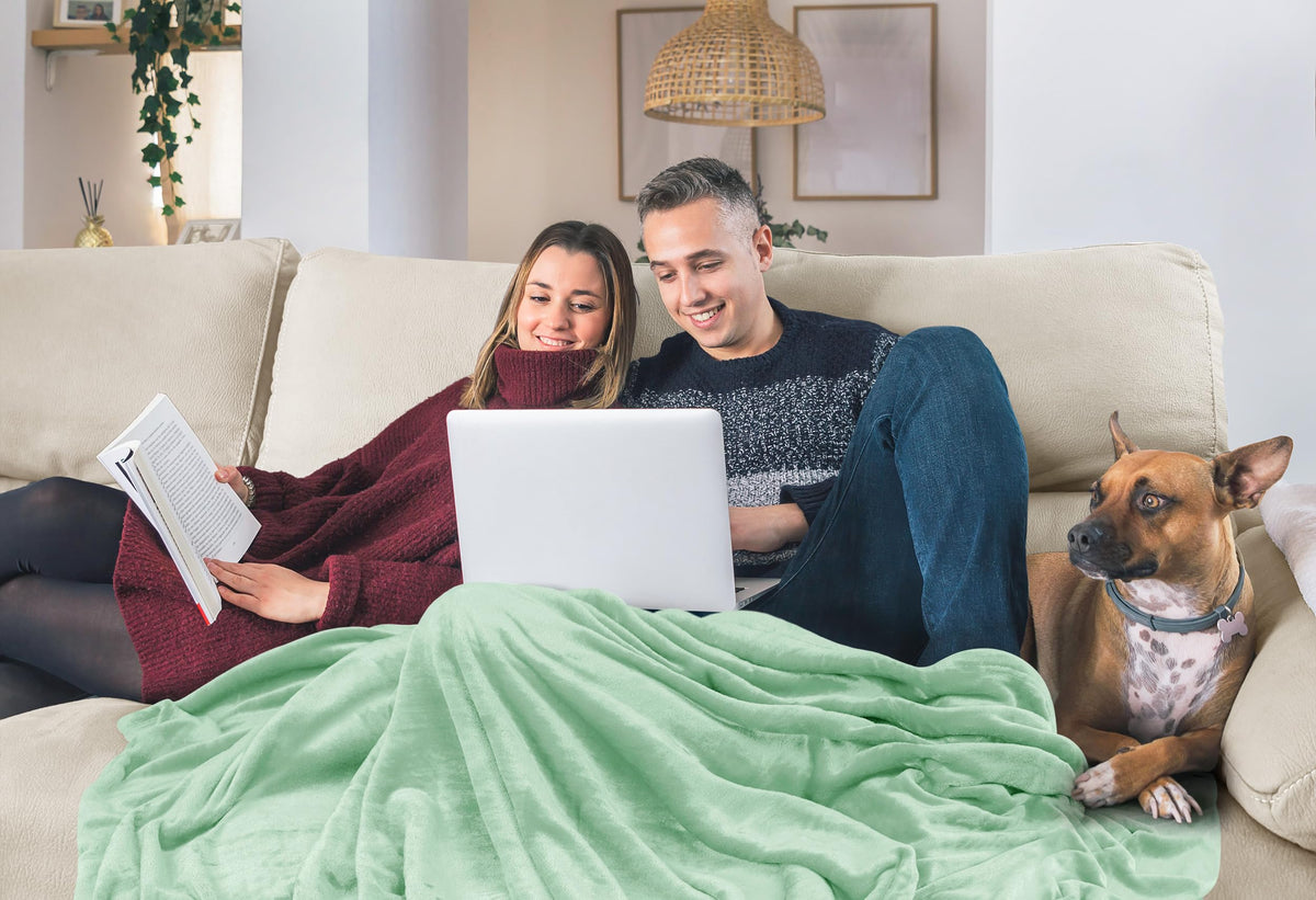 Utopia Bedding fleece blanket on a sofa invites quick naps and movie nights.