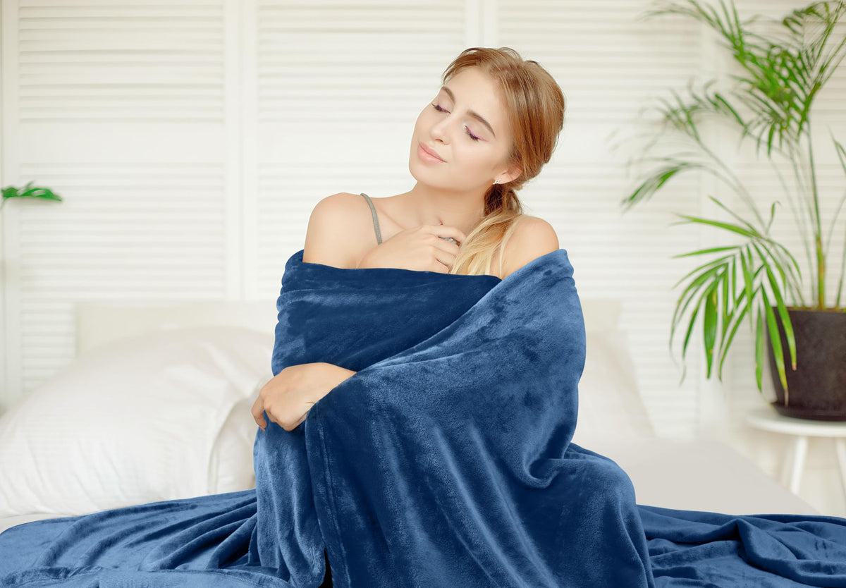Utopia Bedding fleece blanket folded neatly showing 1 inch hem