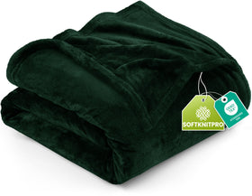 Utopia Bedding forest green fleece blanket folded, adds luxurious warmth to your bedside