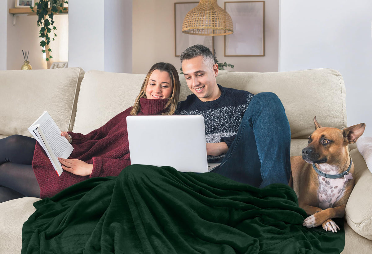 Plush texture of Utopia Bedding blanket invites relaxing movie nights
