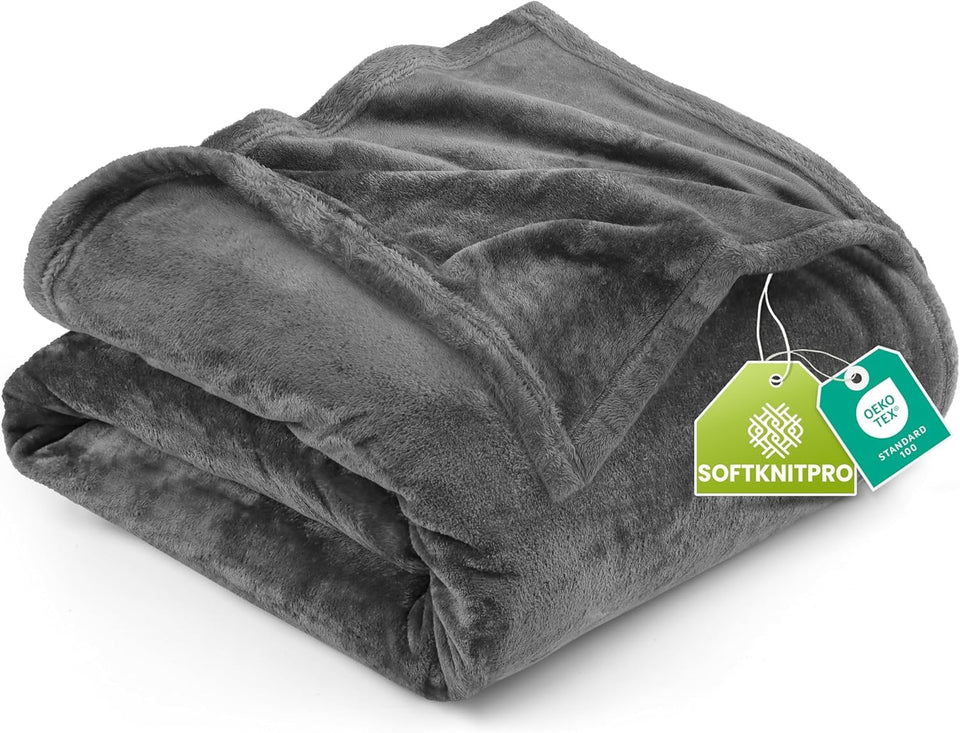Utopia Bedding fleece blanket full grey 90x84 offers plush warmth for all-season comfort.