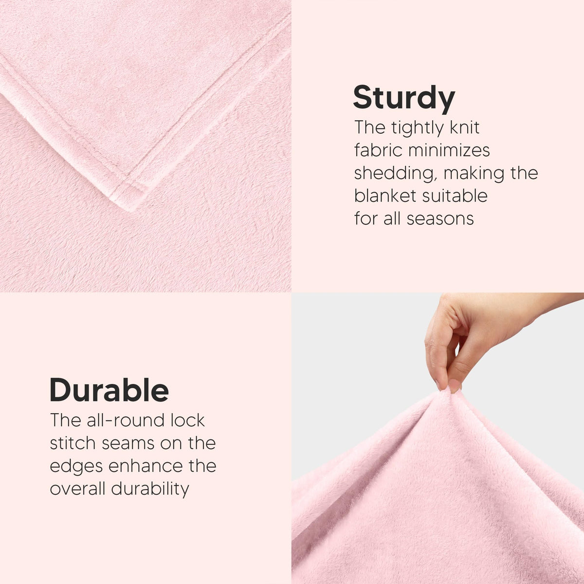 Utopia Bedding fleece blanket hem detail shows sturdy 1-inch seam.