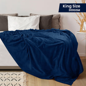 Utopia Bedding fleece blanket king navy close-up texture highlights softness