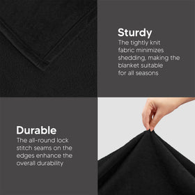 Utopia Bedding fleece blanket king size black draped on a couch for movie night.