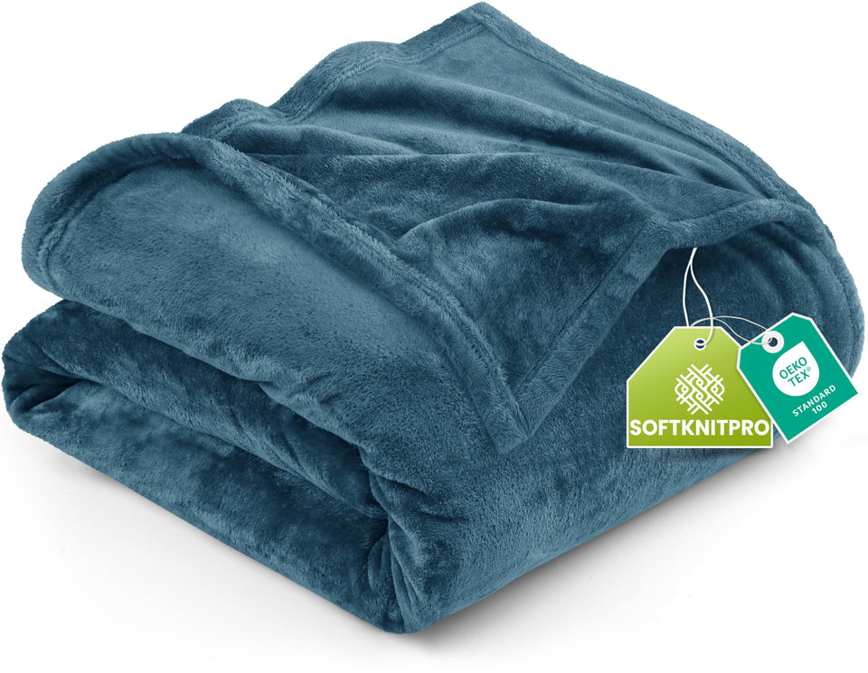 Utopia Bedding fleece blanket king stone blue front view showing soft plush texture for cozy warmth