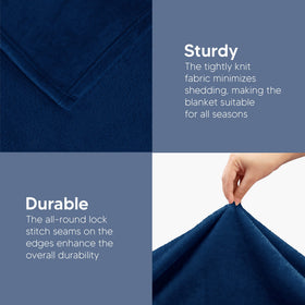 Care label of Utopia Bedding Navy fleece blanket indicating easy care.