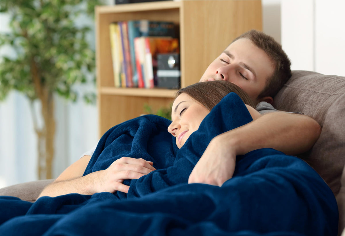 Utopia Bedding fleece blanket navy full size hanging fold demonstrates compact storage.