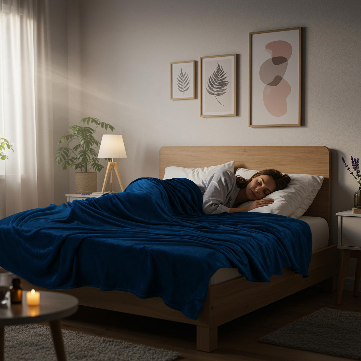 Utopia Bedding fleece blanket navy machine washable for easy home care.