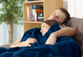 Utopia Bedding fleece blanket navy two-sided pile emphasizes durability and soft feel.