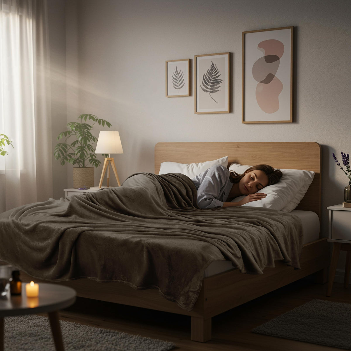 Utopia Bedding fleece blanket in brown color adds neutral style.