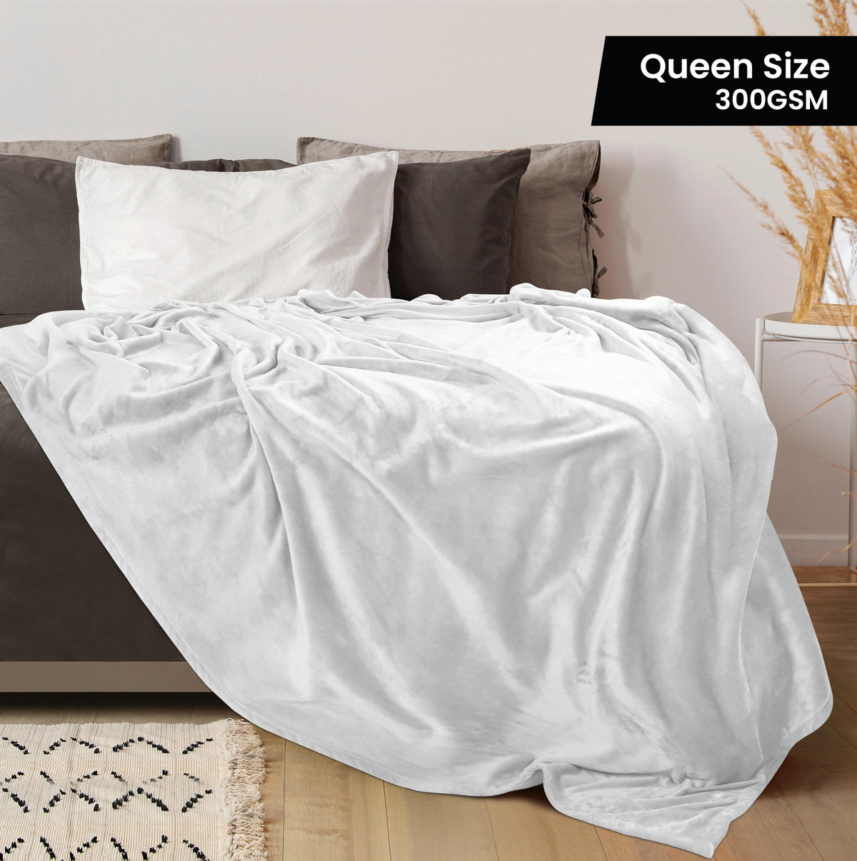 Utopia Bedding fleece blanket queen size folded on display shows cozy luxury.