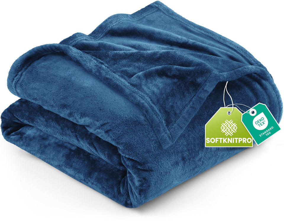 Utopia Bedding fleece blanket in royal blue, queen size for cozy nights.